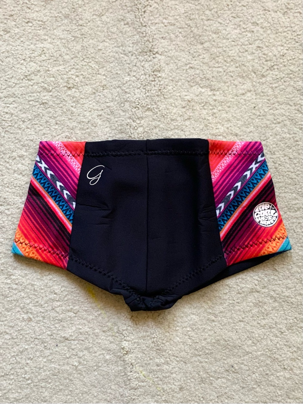 Black & Multi Colored Swim Shorts